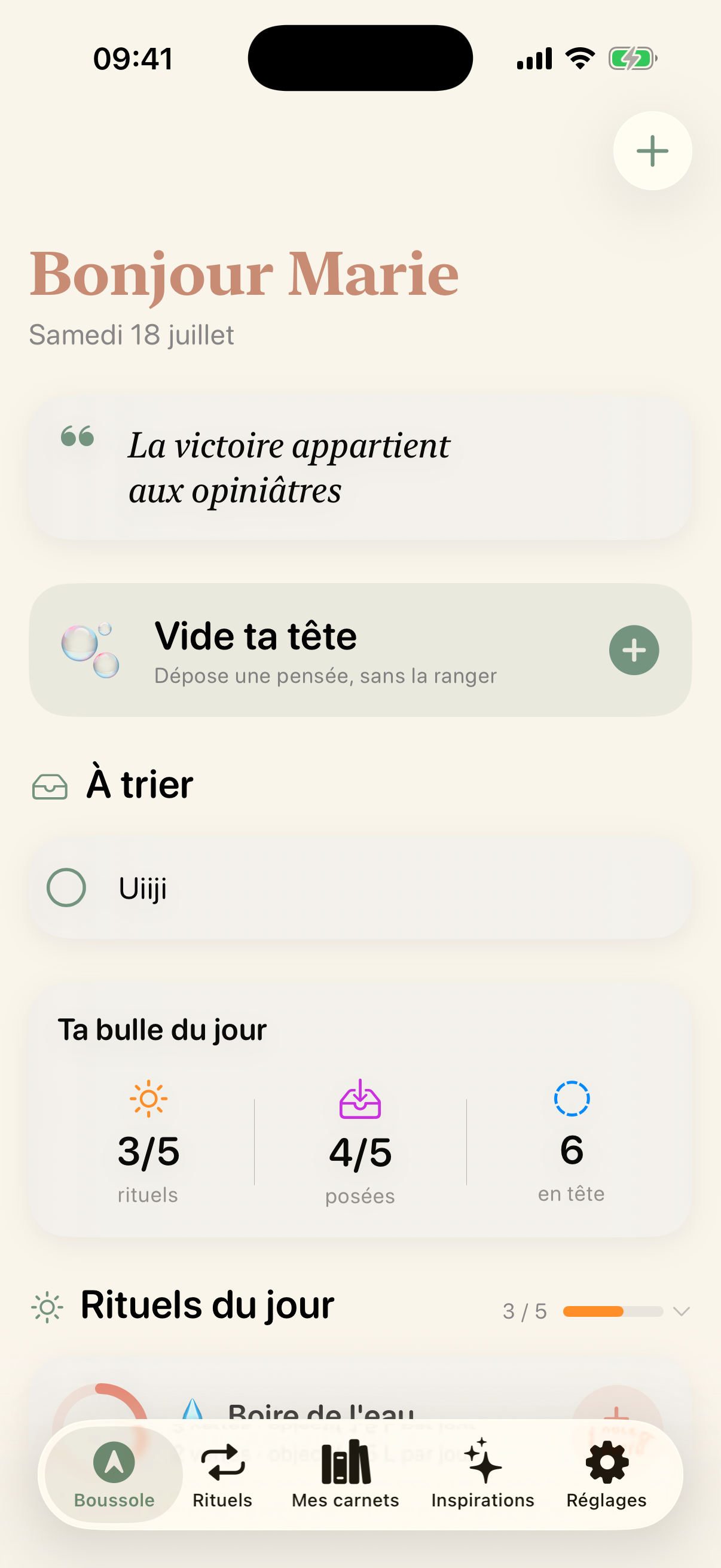 Écran Boussole de Bulle